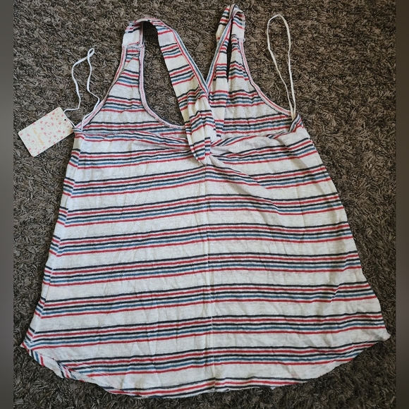 NWT Free People We The Free Linen Twist Back White Striped Tank Top XS - Picture 7 of 8